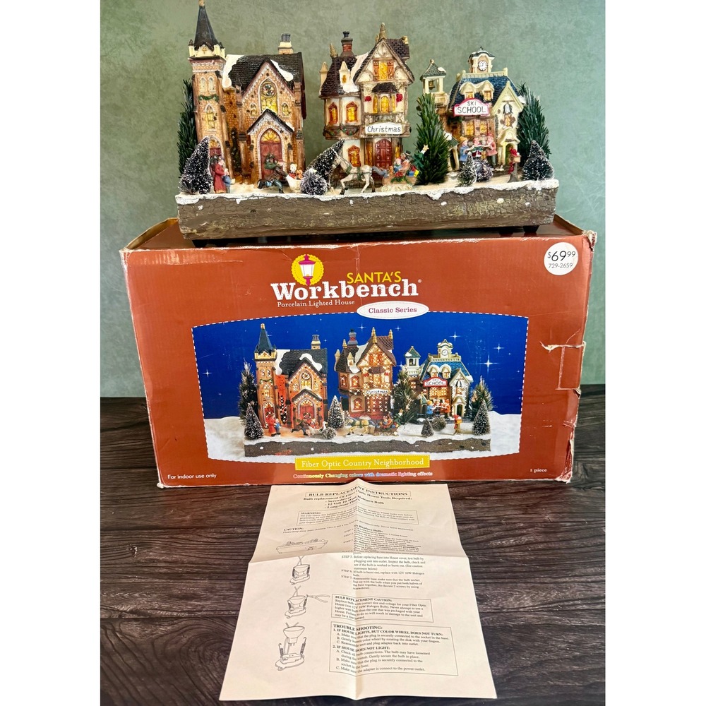 Large Santas Workbench Fiber Optic Neighborhood Classic Series Village House